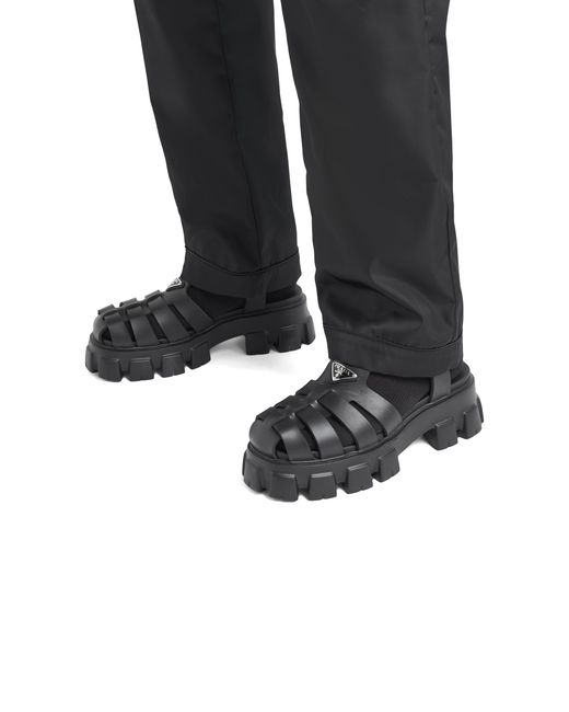 Prada Black Branded Rubber Sandals for men