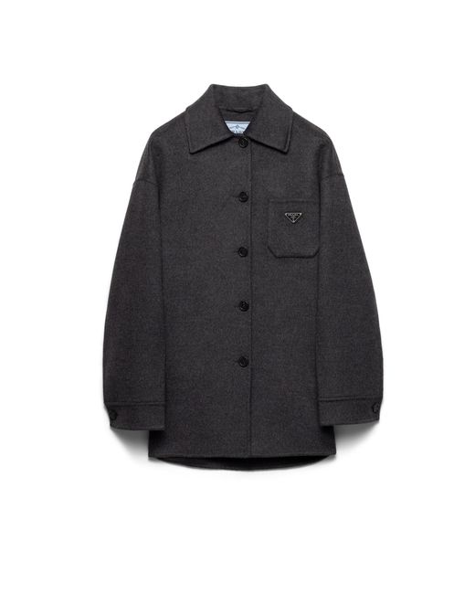 Prada Blue Single-Breasted Double Cashwool Caban Jacket