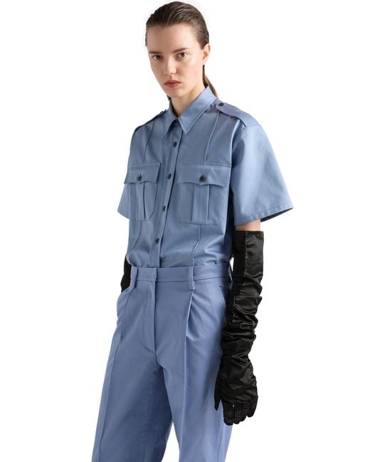 Prada Black Satin Gloves, Size 7,5