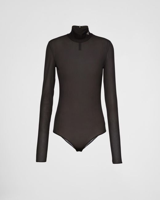 Prada Black Gazar Jersey Bodysuit