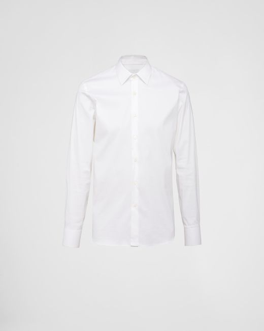 Prada White Stretch Poplin Shirt for men