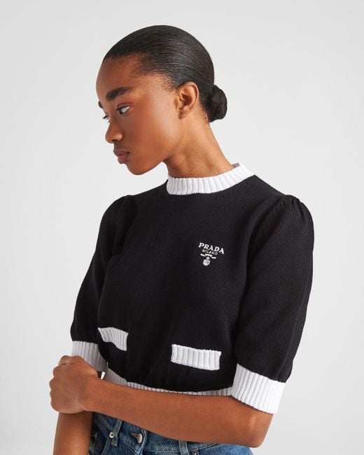 Prada Black Cotton Crew-neck Sweater