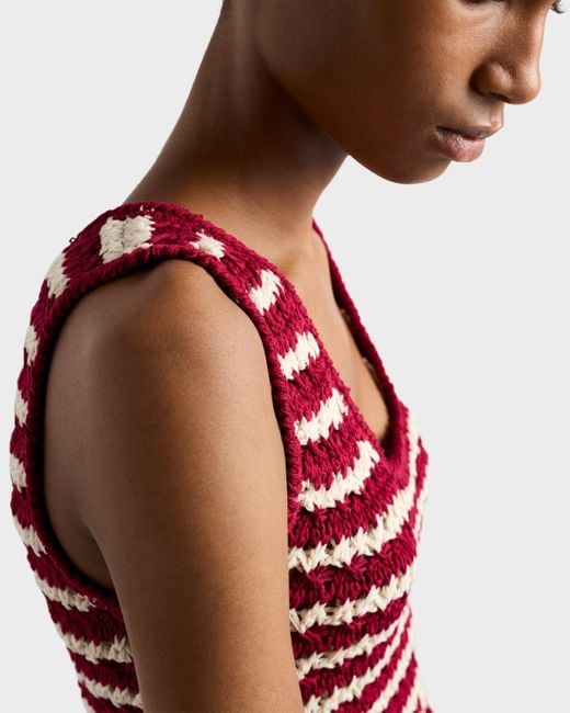 Prada Red Cotton Crochet Mini-Dress
