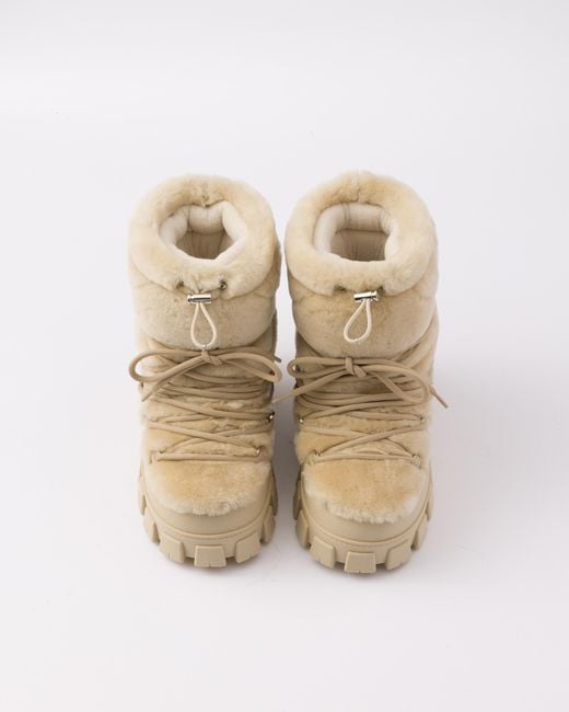 Prada Natural Shearling Après Ski Booties