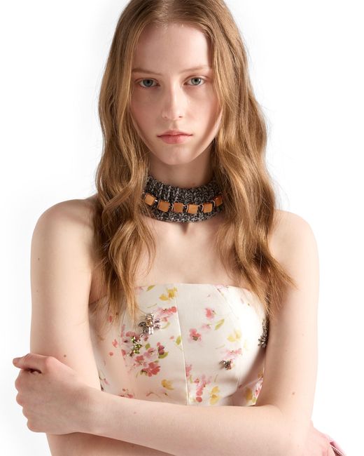 Prada Natural Floral Print Silk And Wool Dress