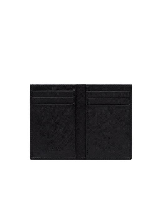 Prada Black Logo-Plaque Leather Bifold Wallet for men