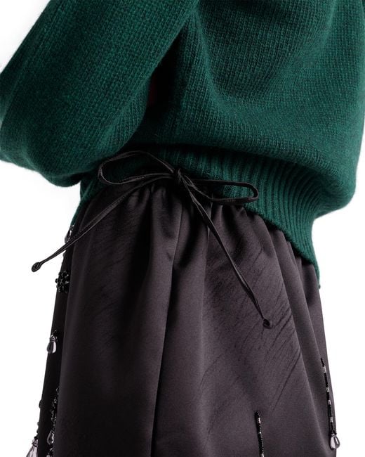Prada Black Satin Skirt With Embroidery