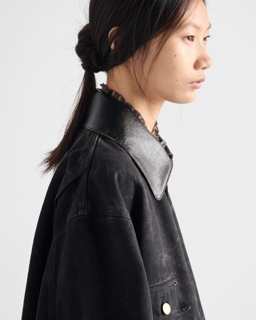 Veste De Travail En Toile Prada en coloris Black