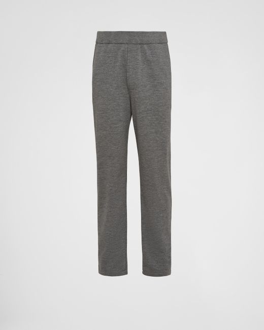 Prada Gray Cotton Fleece Pants for men
