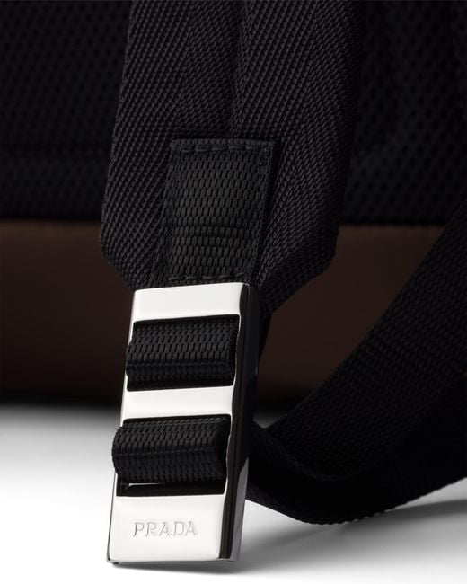 Prada Brown Re-Nylon And Saffiano Leather Backpack for men