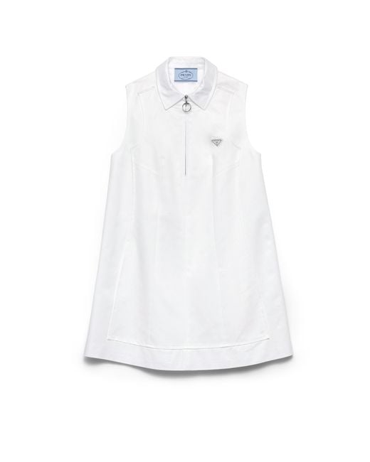 Prada White Chino Zipper Mini-Dress