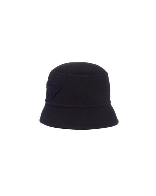 Prada Blue Velour Cloth Bucket Hat for men