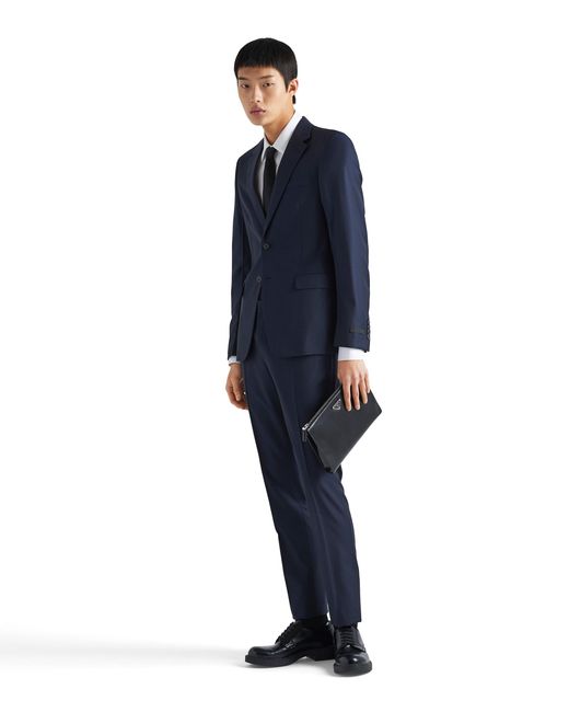 Prada Blue Single-breasted Wool Suit for men