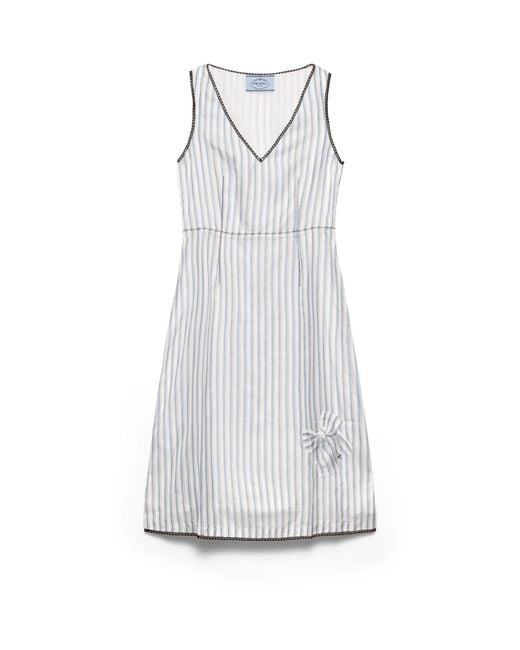 Prada White Striped Dress With Bow, Sapphire