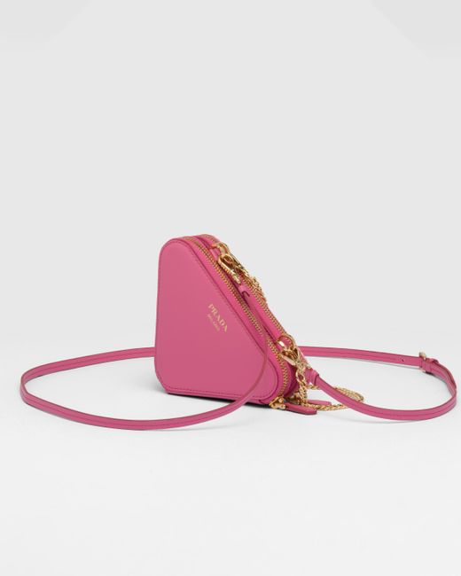 Prada Pink Crochet And Leather Mini-pouch
