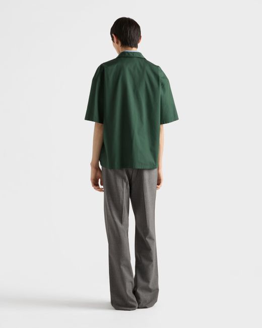 Chemise À Manches Courtes En Coton Technique Prada pour homme en coloris Green
