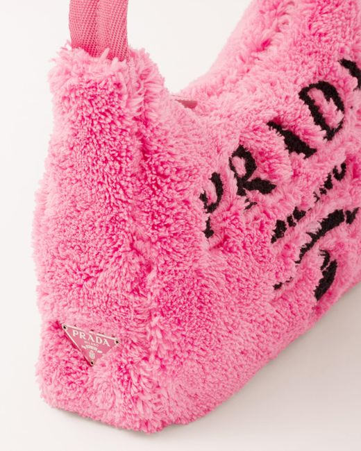 Mini Sac Re-Edition 2000 En Tissu Éponge Prada en coloris Pink