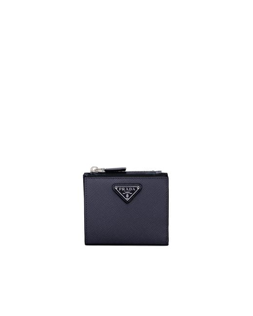 Prada Blue Small Saffiano Leather Wallet for men