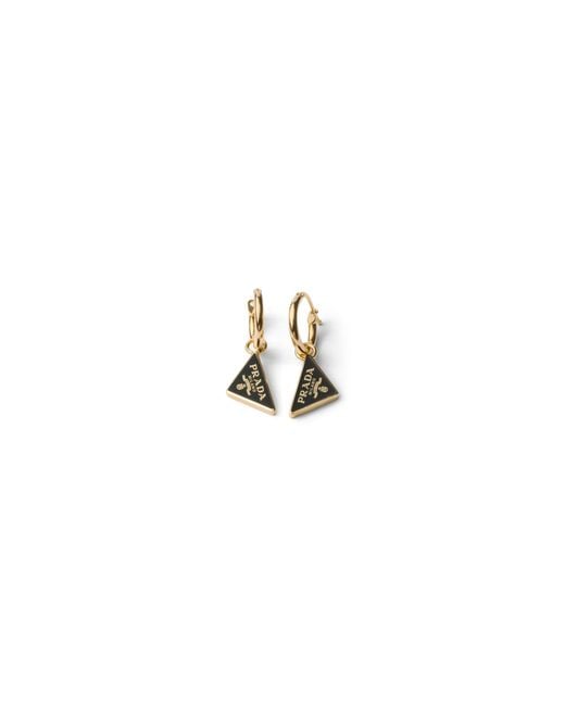 Prada White Enameled Metal Earrings