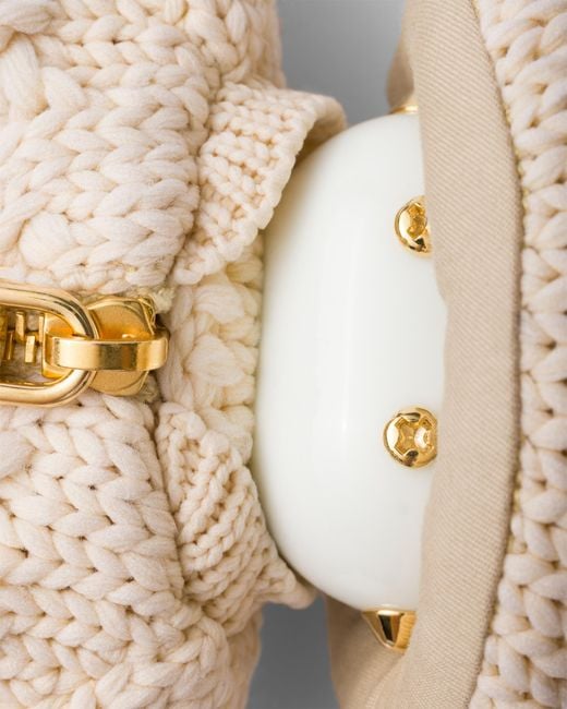 Prada White Soft Robot Knit Keychain Charm