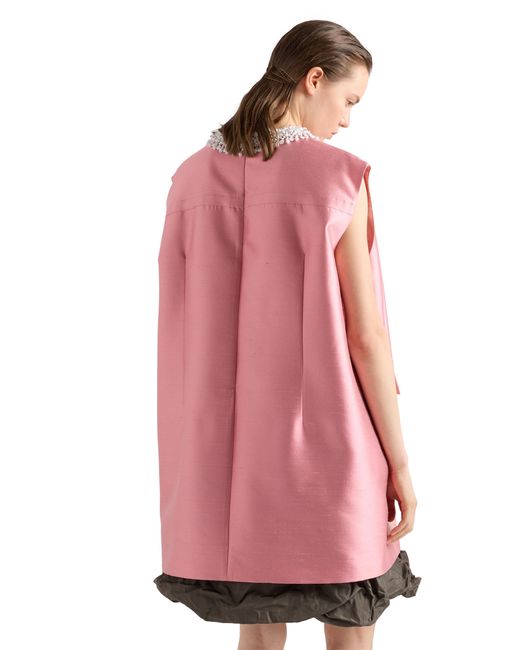 Prada Pink Embroidered Double Shantung Dress
