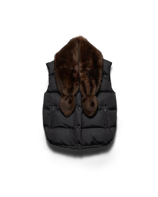 Prada Black Re-Nylon And Shearling Down Vest