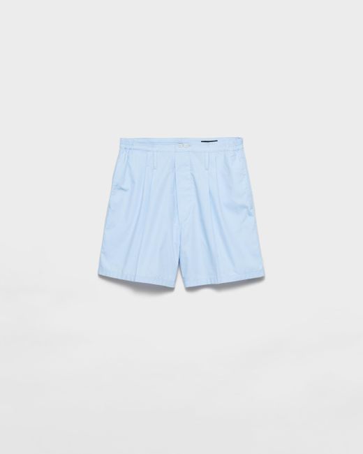 Prada Blue Poplin Bermudas for men