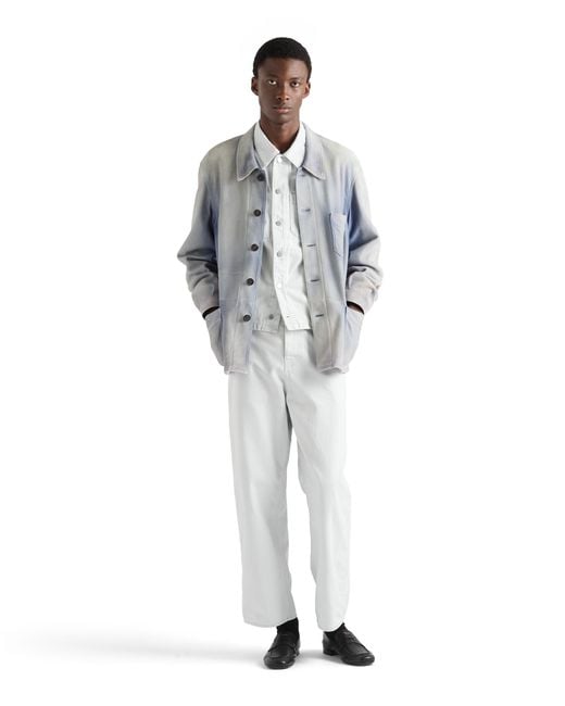 Prada Gray Suede Caban Jacket, Sky for men