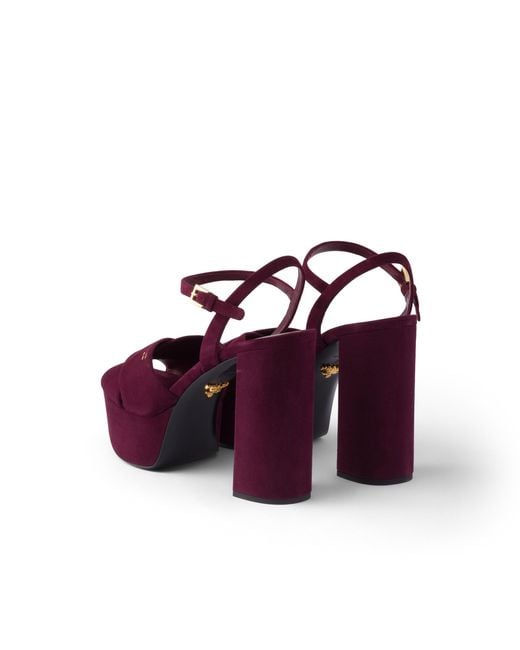 Prada Purple Suede Platform Sandals