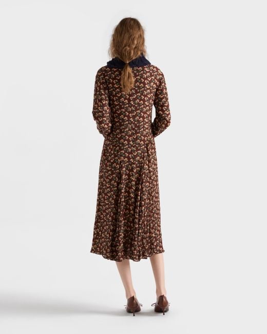 Prada Brown Printed Georgette Dress