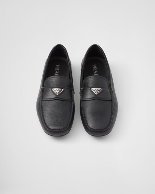 Prada Black Leather Driving Shoes for men