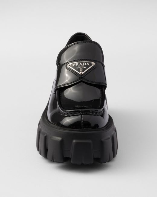 Prada Black Monolith Patent Leather Loafers