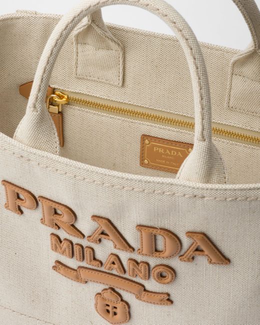 Prada Natural Medium Linen Blend Tote Bag