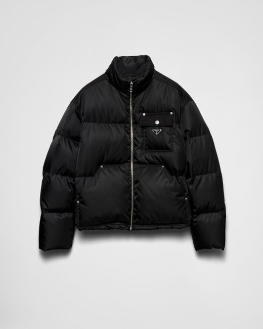 Prada Cropped Recycled Nylon Down Jacket in Black for Men Lyst UK