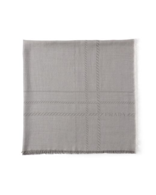 Prada Gray Wool And Silk Square Maxi Scarf for men