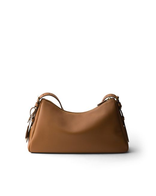 Prada Brown Aimée Large Leather Shoulder Bag