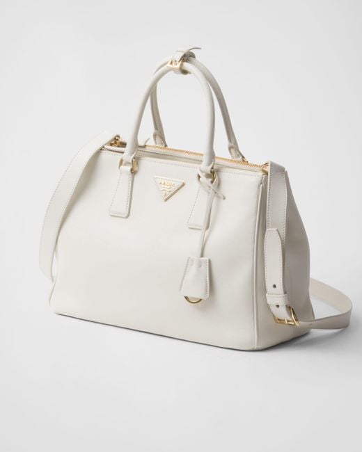 Prada White Große Galleria Tasche Aus Leder