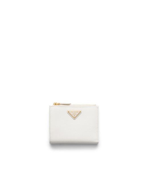 Prada White Small Saffiano Leather Wallet