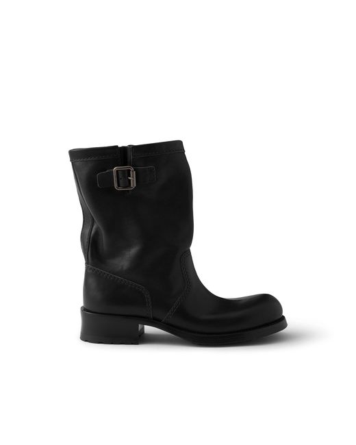 Prada Black Leather Mid-Calf Boots