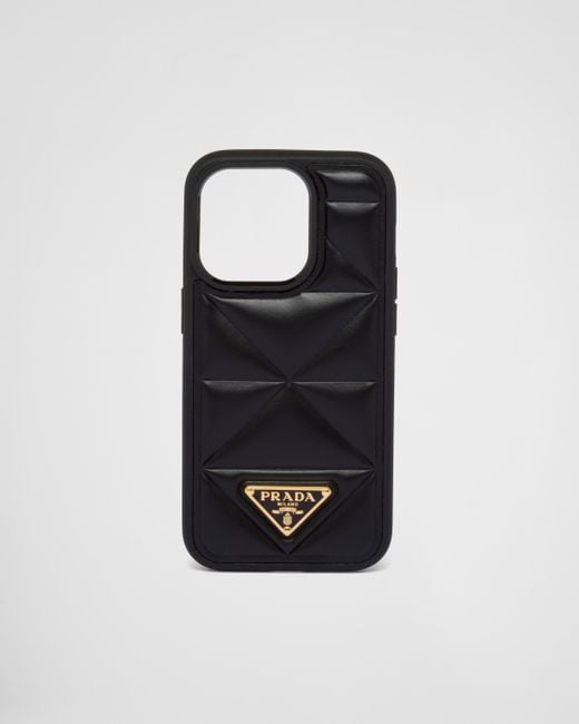 Prada Black Leather Cover For Iphone 14 Pro