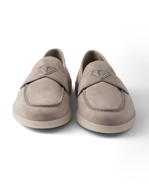 Prada White Suede Loafers for men