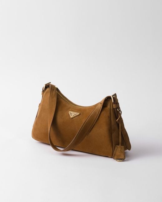 Prada Brown Aimee Medium Suede Shoulder Bag