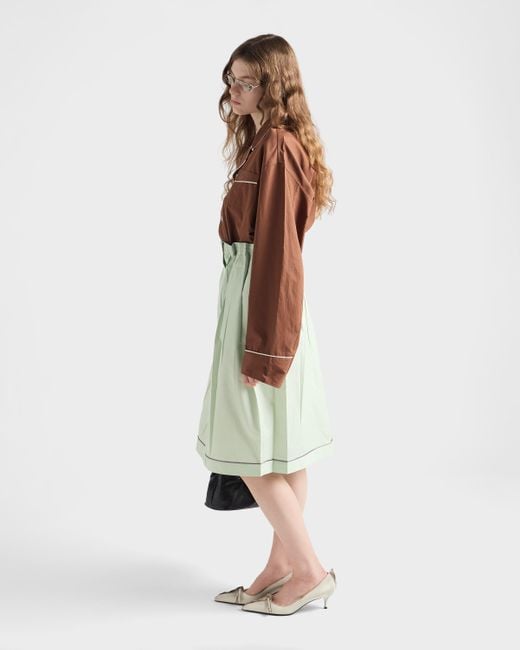 Jupe Mi-Longue En Coton Prada en coloris Green
