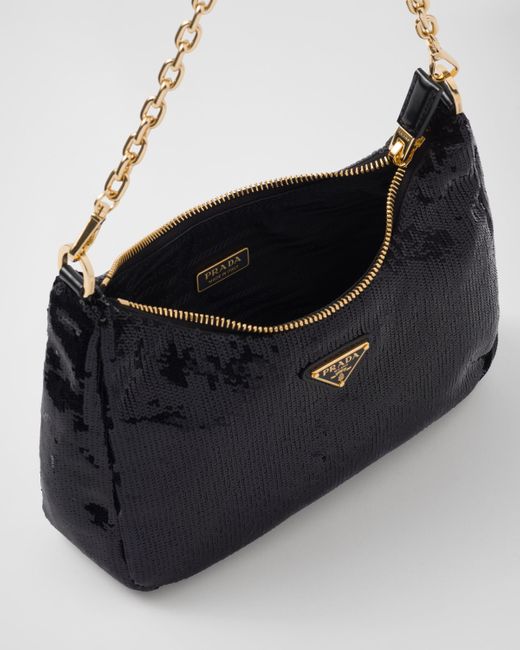 Prada Black Re-Edition Re-Nylon And Sequin Mini-Bag
