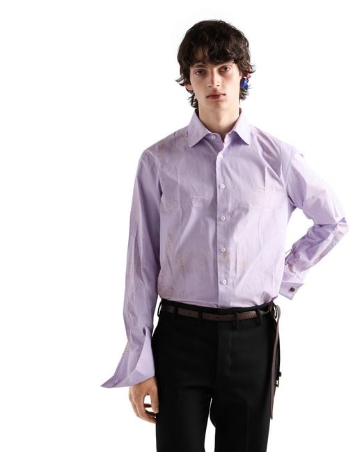 Prada Purple Cotton Shirt for men