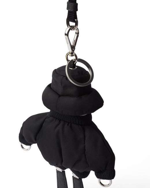 Prada White Soft Robot Re-Nylon Keychain Charm With Shoulder Strap