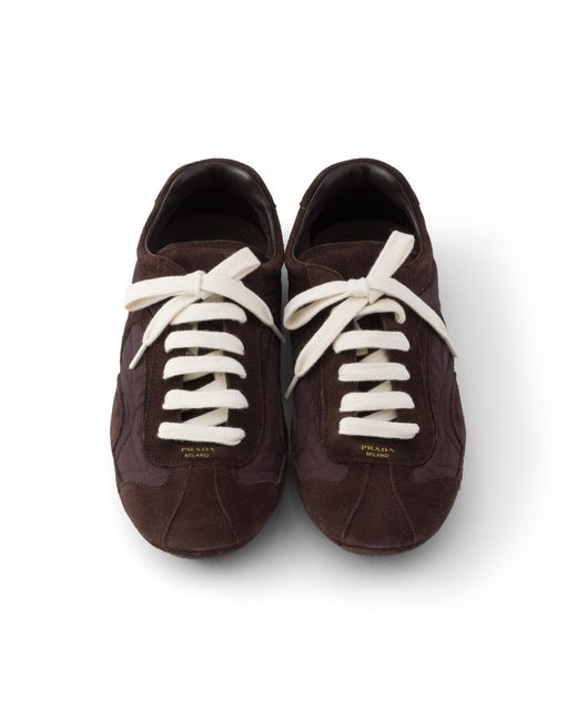 Prada White Montecarlo Re-Edition 2005 Suede And Re-Nylon Sneakers