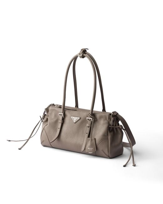 Prada Gray Bonnie Medium Antiqued Leather Tote Bag