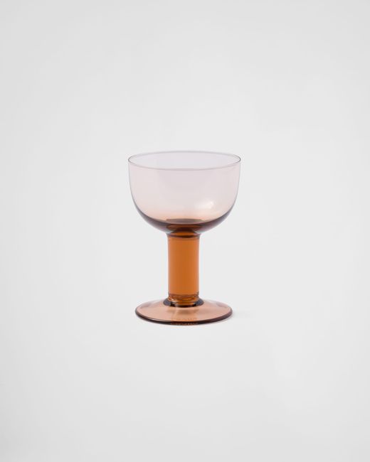 Prada White Set Of Two Crystal Red Wine Glasses - Plinth