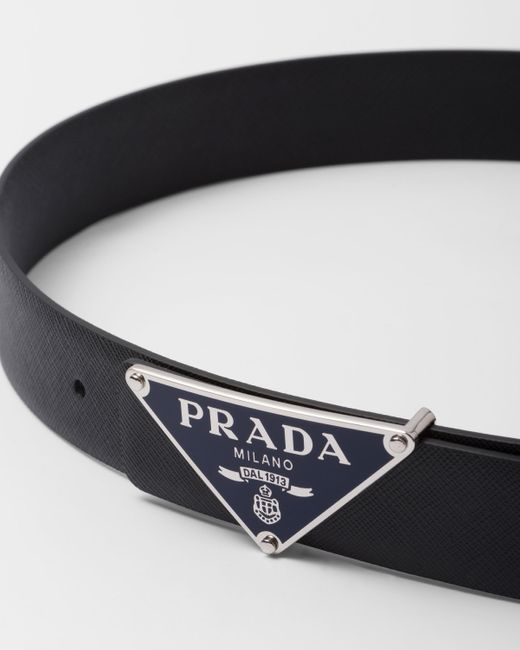 Prada Blue Enameled Metal Belt Buckle for men